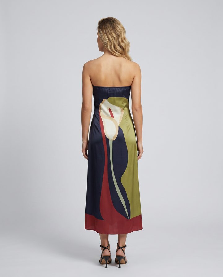 Tanya | Maxi Dress with Strapless Abstract Print