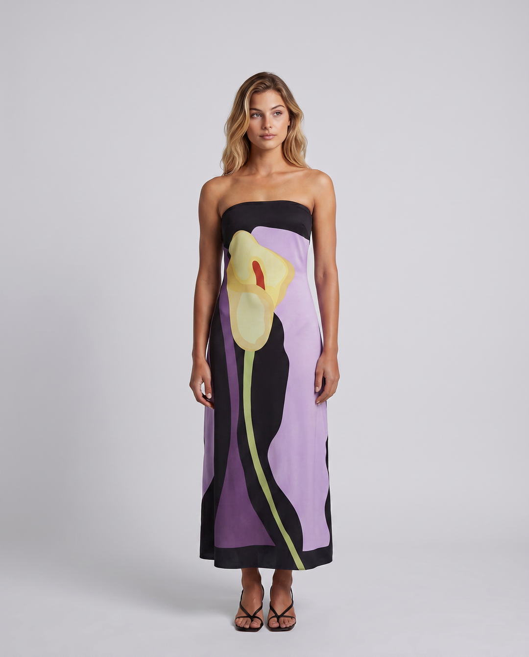 Tanya | Maxi Dress with Strapless Abstract Print
