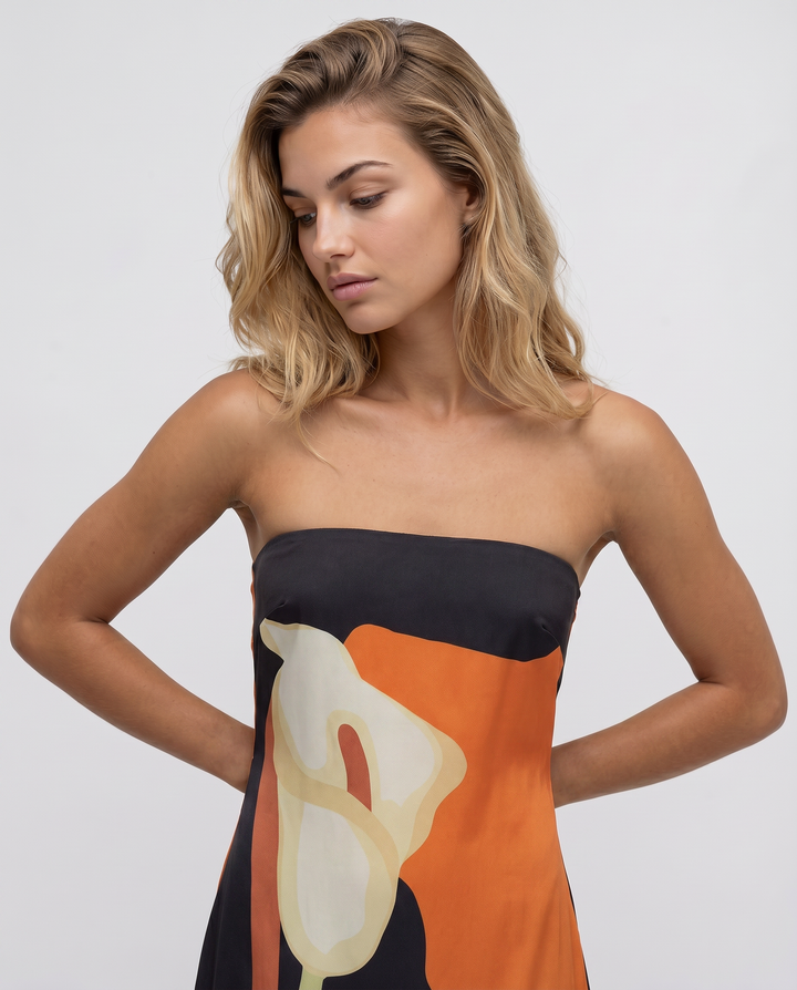 Tanya | Maxi Dress with Strapless Abstract Print