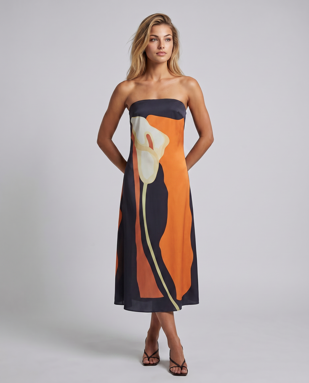 Tanya | Maxi Dress with Strapless Abstract Print