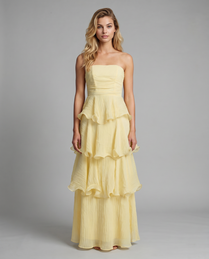 Azalea | Strapless Maxi Dress with Tiered Ruffle Skirt