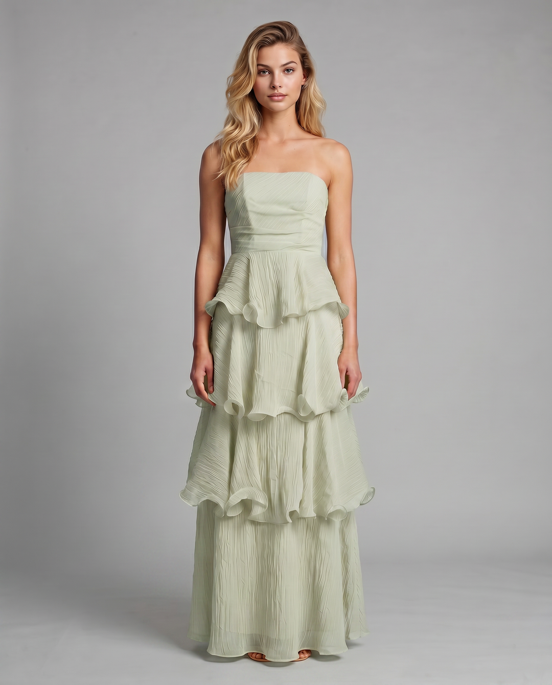 Azalea | Strapless Maxi Dress with Tiered Ruffle Skirt