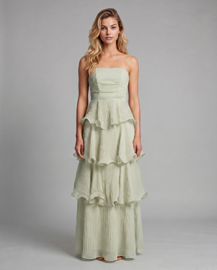 Azalea | Strapless Maxi Dress with Tiered Ruffle Skirt