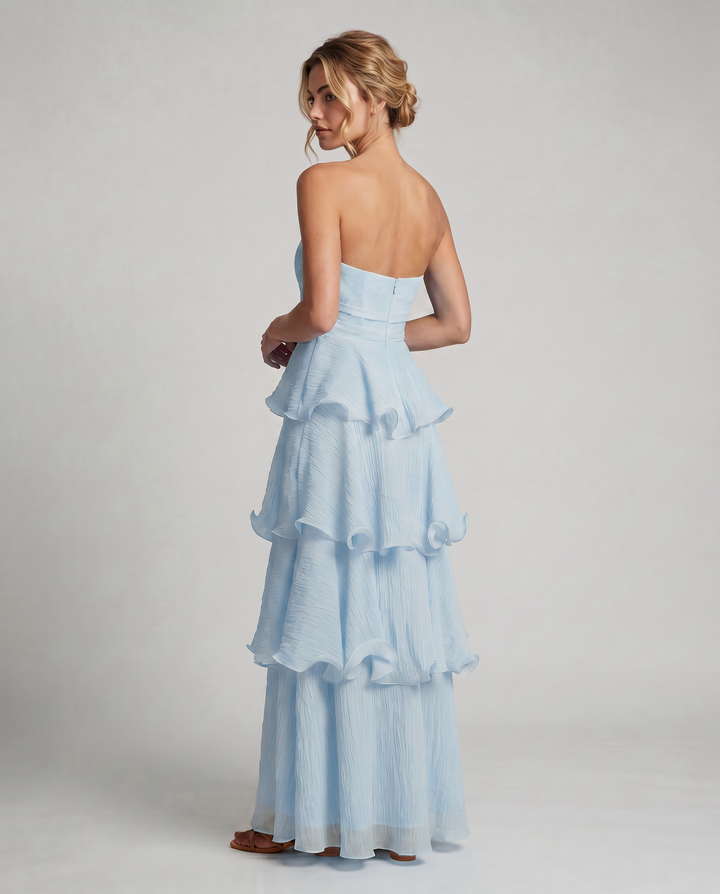 Azalea | Strapless Maxi Dress with Tiered Ruffle Skirt