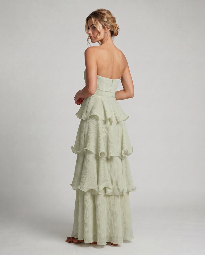 Azalea | Strapless Maxi Dress with Tiered Ruffle Skirt