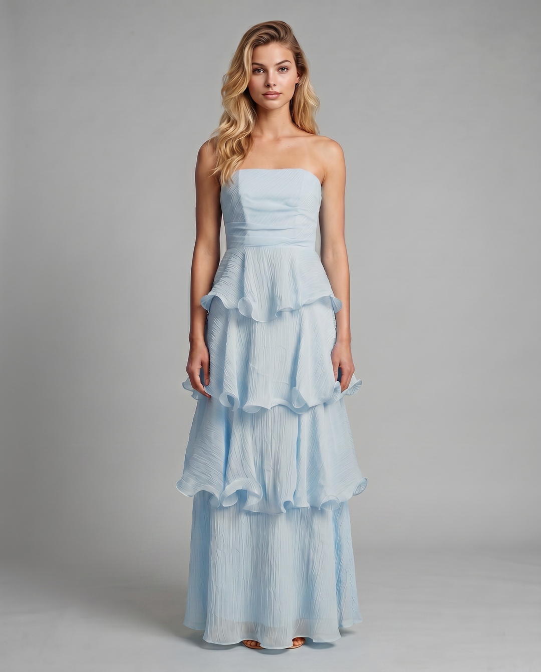Azalea | Strapless Maxi Dress with Tiered Ruffle Skirt