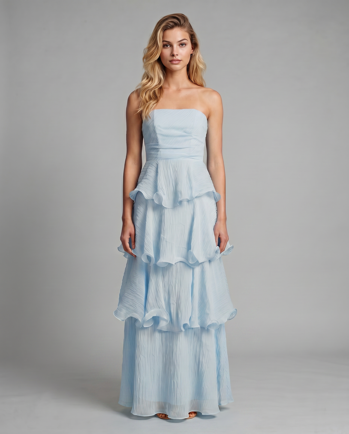 Azalea | Strapless Maxi Dress with Tiered Ruffle Skirt