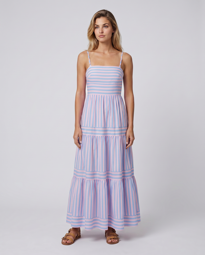 Jasper | Maxi Dress with Striped Tiered Skirt