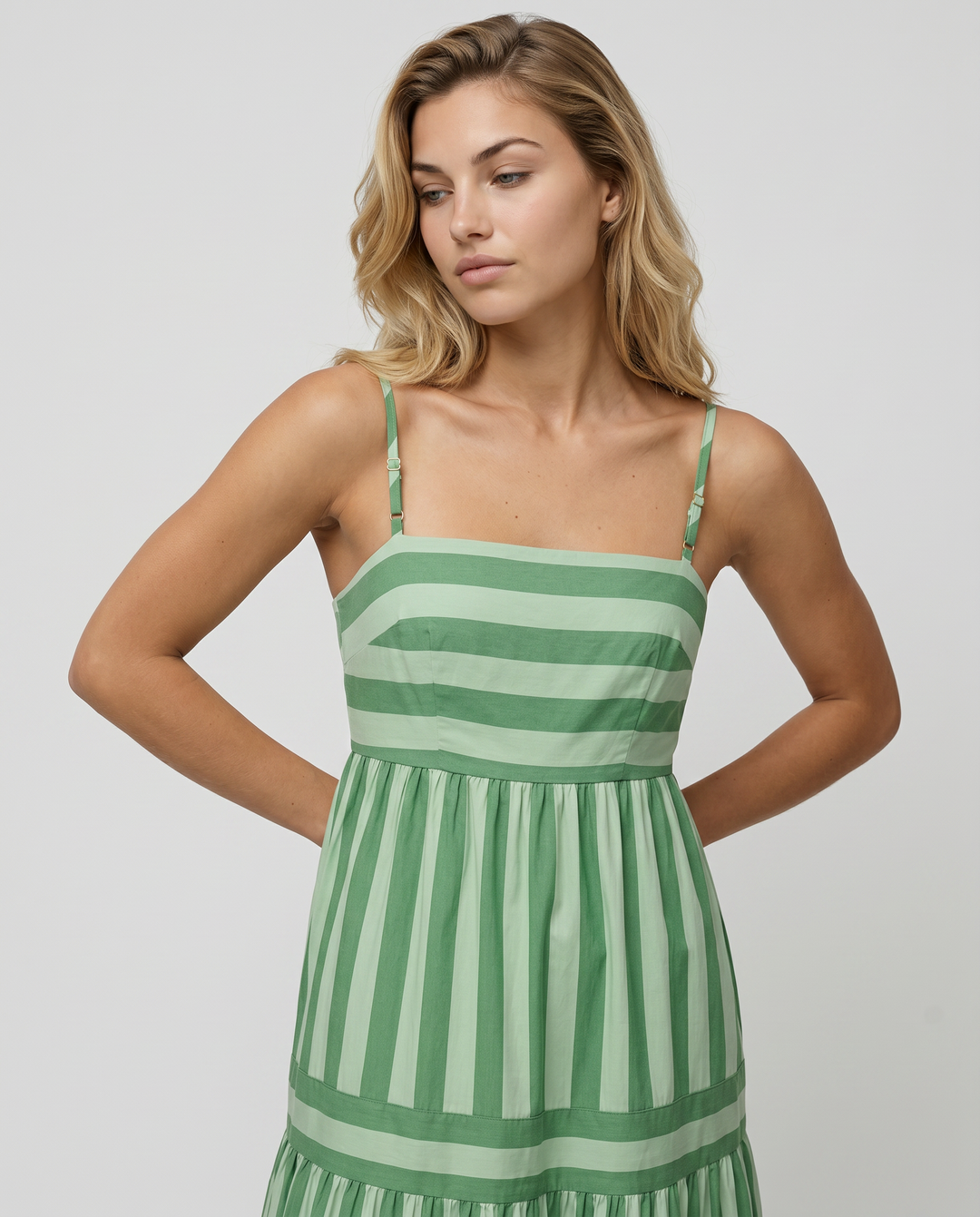 Jasper | Maxi Dress with Striped Tiered Skirt