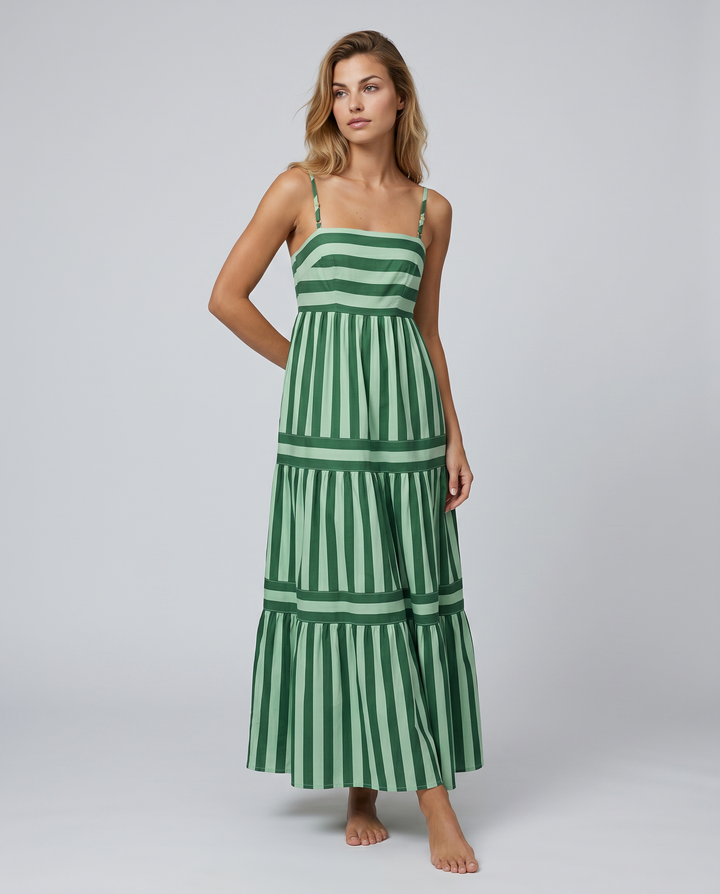 Jasper | Maxi Dress with Striped Tiered Skirt