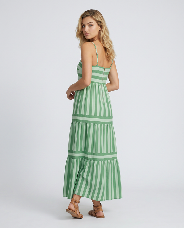 Jasper | Maxi Dress with Striped Tiered Skirt