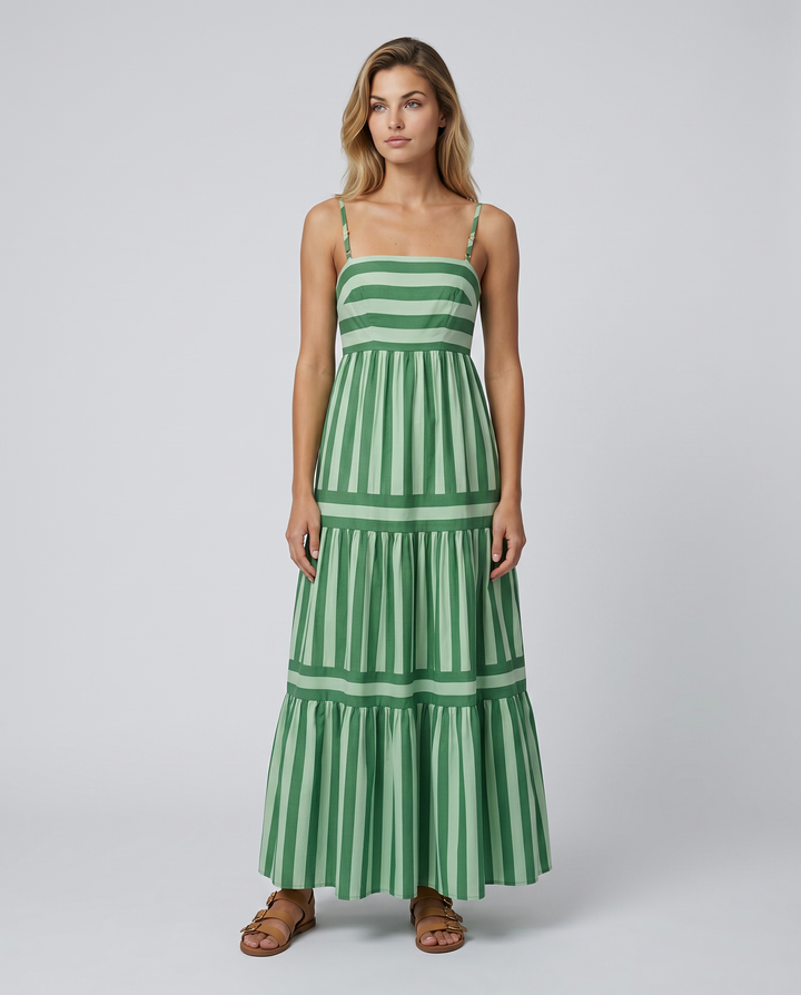 Jasper | Maxi Dress with Striped Tiered Skirt