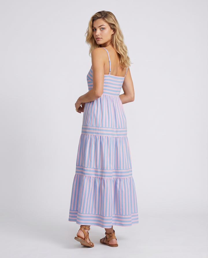 Jasper | Maxi Dress with Striped Tiered Skirt