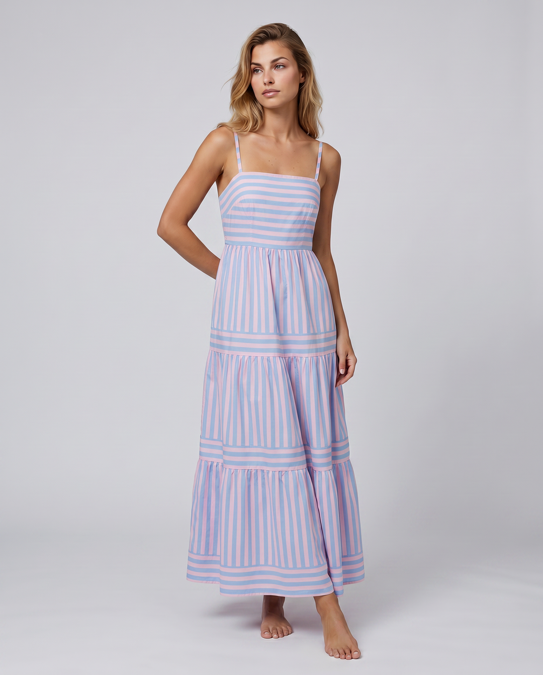 Jasper | Maxi Dress with Striped Tiered Skirt