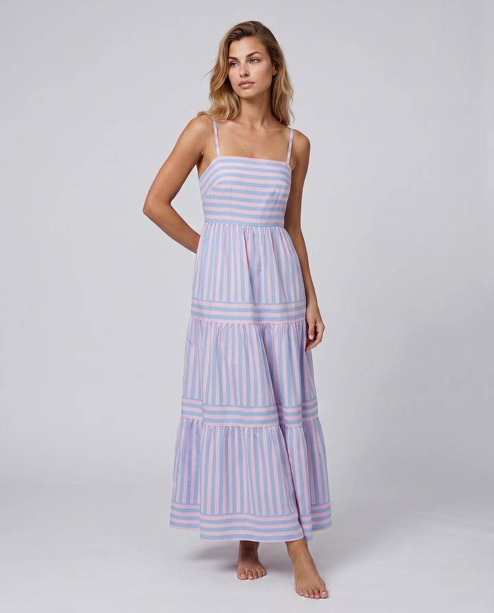 Jasper | Maxi Dress with Striped Tiered Skirt
