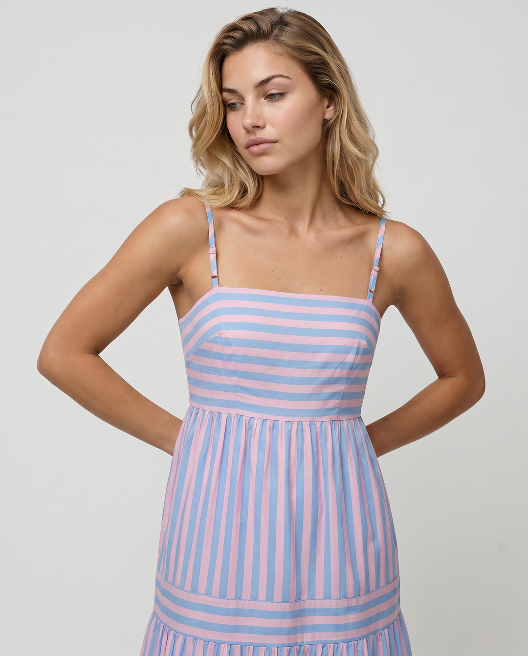 Jasper | Maxi Dress with Striped Tiered Skirt