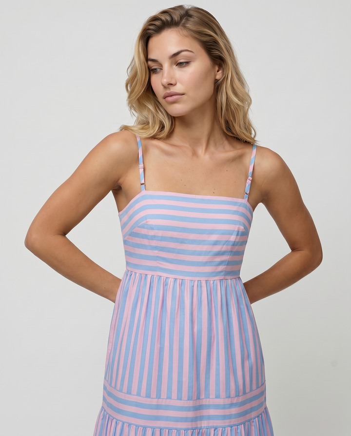 Jasper | Maxi Dress with Striped Tiered Skirt