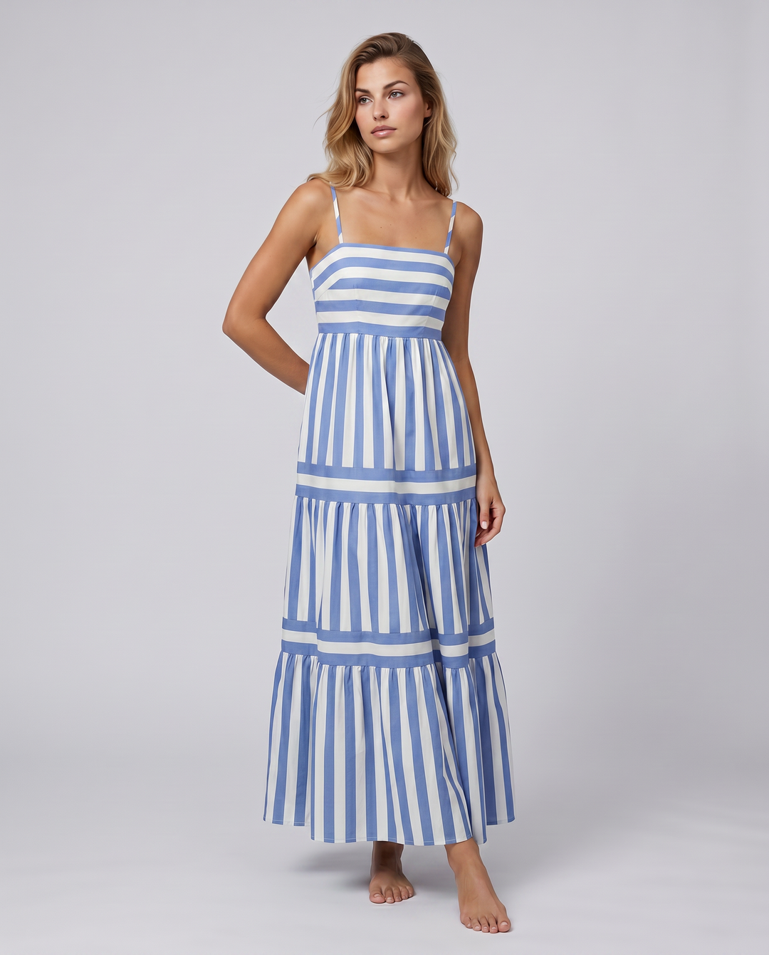 Jasper | Maxi Dress with Striped Tiered Skirt