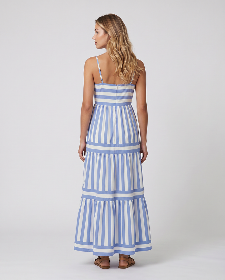 Jasper | Maxi Dress with Striped Tiered Skirt