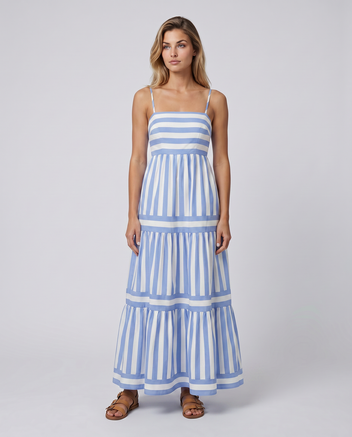 Jasper | Maxi Dress with Striped Tiered Skirt