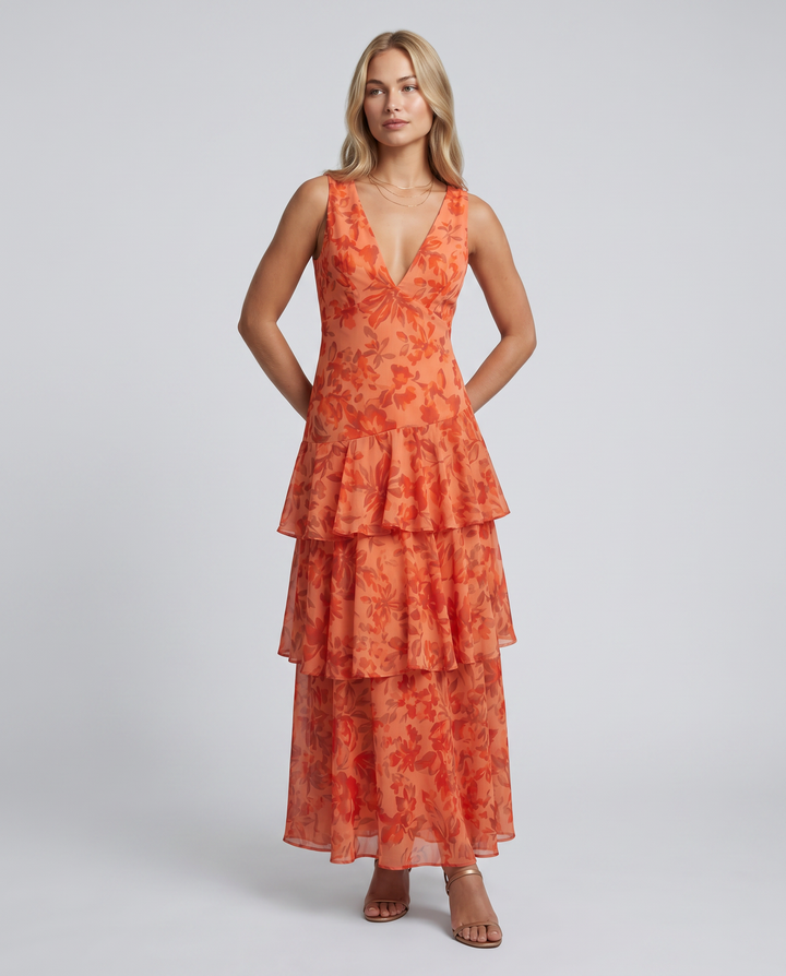 Ophelia | Maxi Dress with Tiered Ruffle Skirt