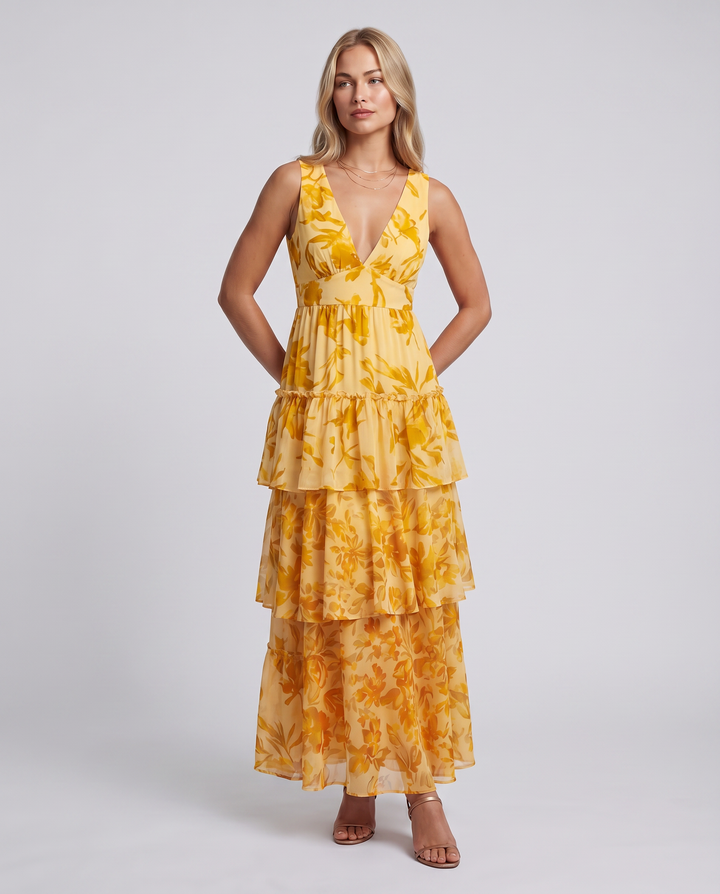Ophelia | Maxi Dress with Tiered Ruffle Skirt