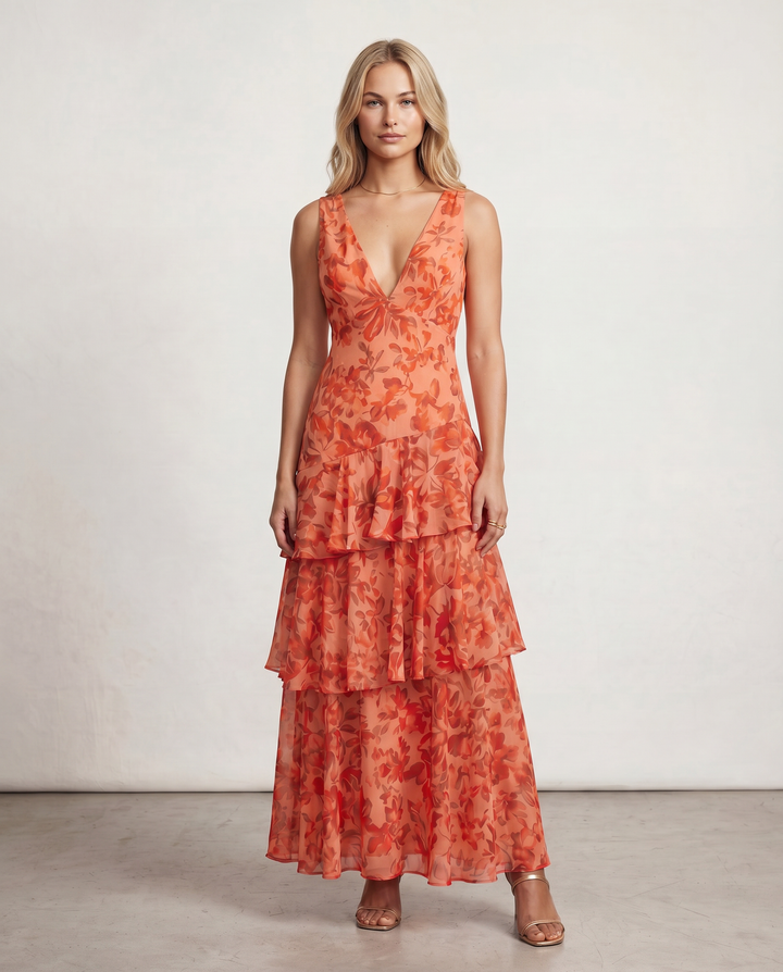 Ophelia | Maxi Dress with Tiered Ruffle Skirt