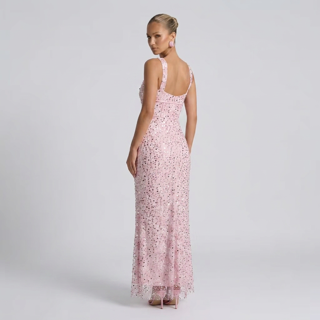 Paige | Sequin Tie-Up Sleeveless Maxi Dress