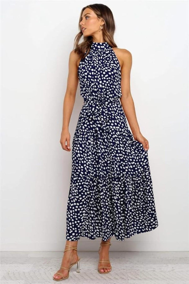 Poppy | Polka Dot Halter Midi Sundress