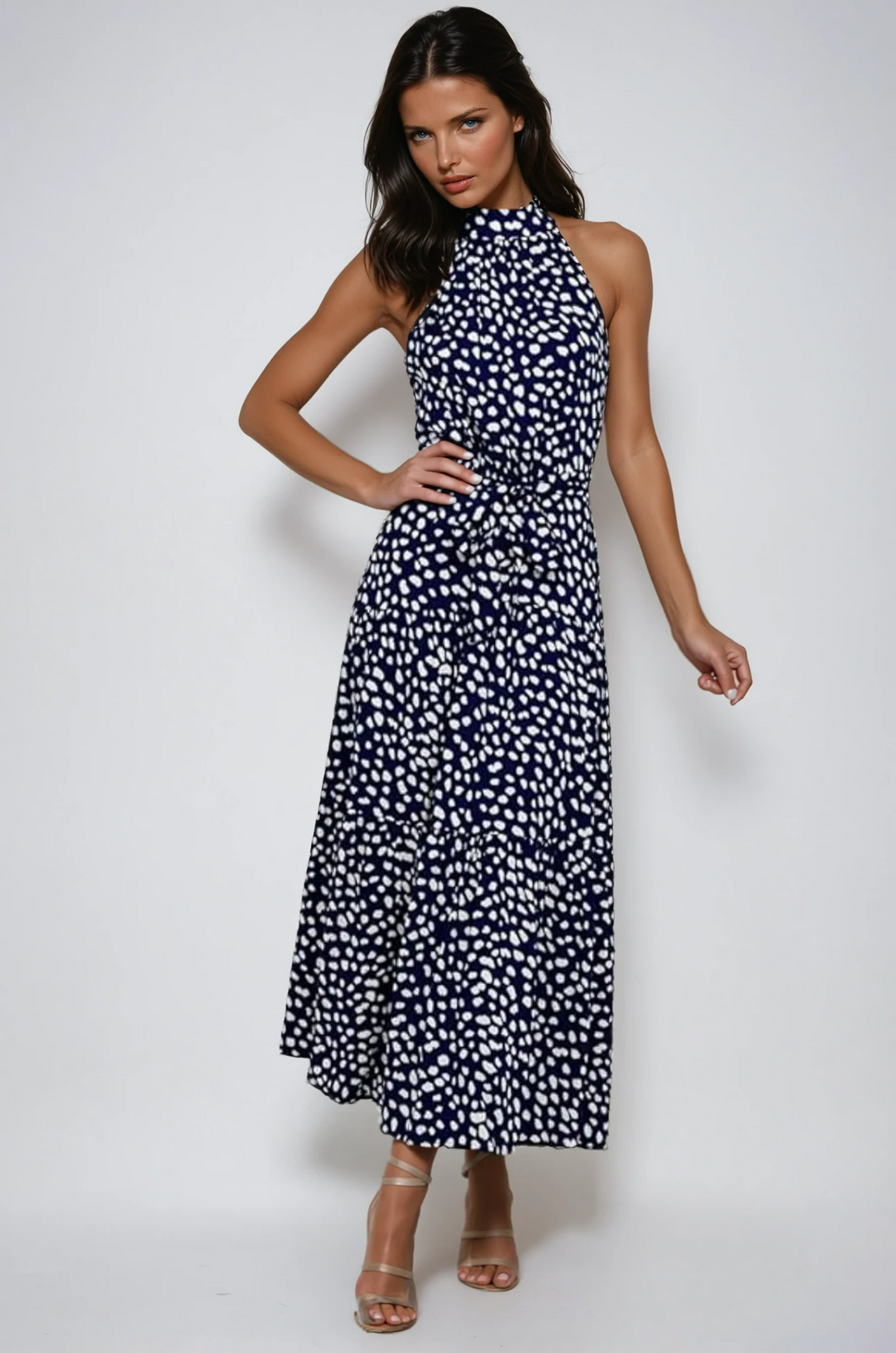 Poppy | Polka Dot Halter Midi Sundress