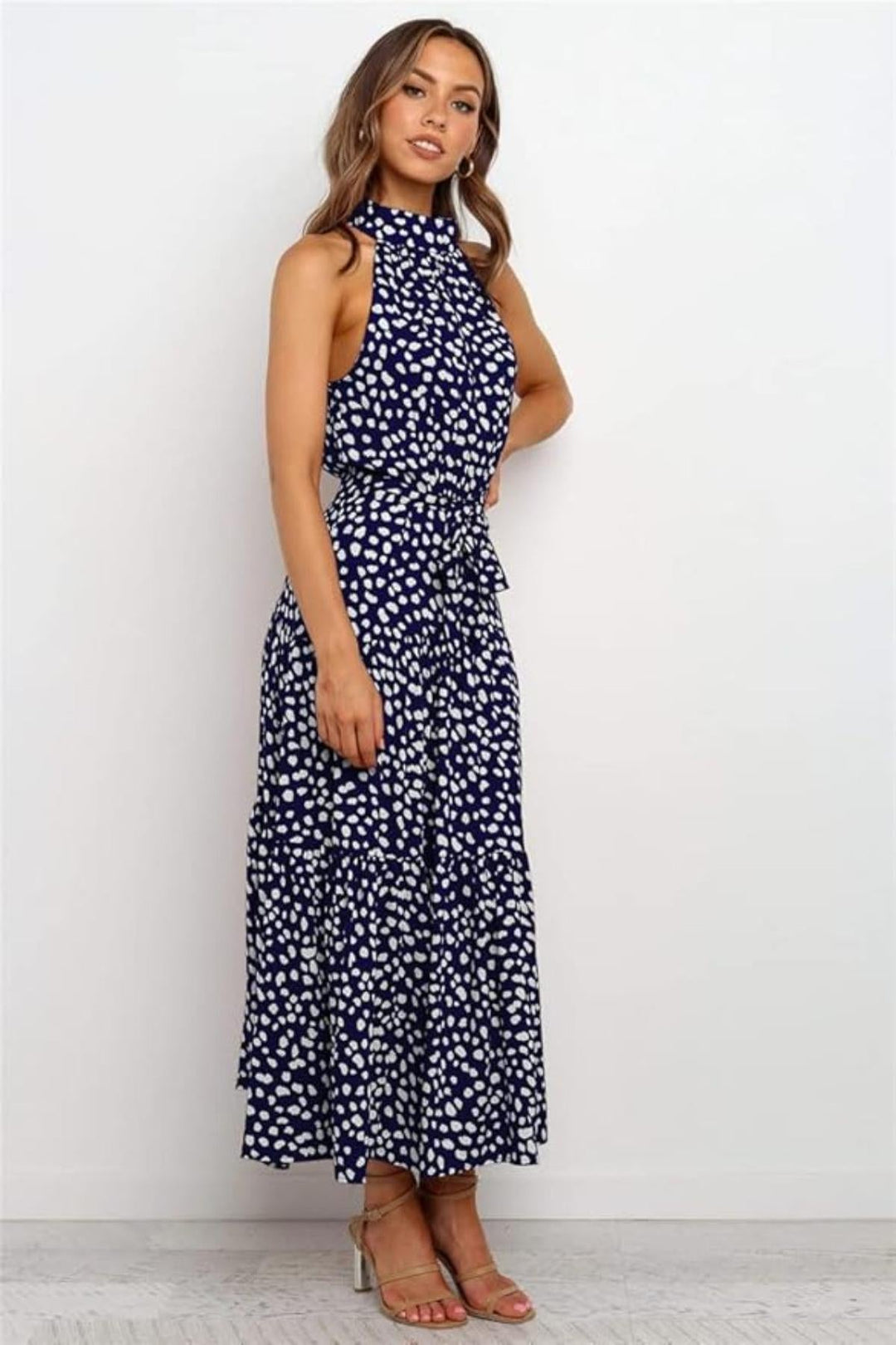 Poppy | Polka Dot Halter Midi Sundress