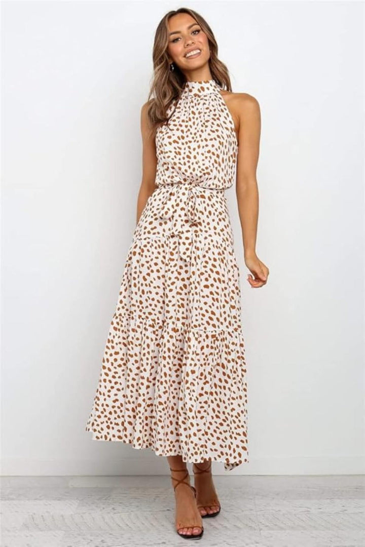 Poppy | Polka Dot Halter Midi Sundress