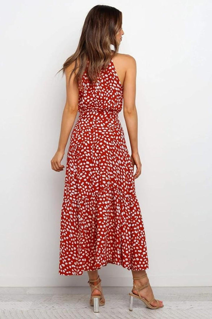 Poppy | Polka Dot Halter Midi Sundress