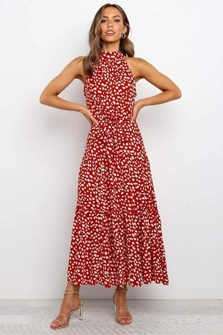 Poppy | Polka Dot Halter Midi Sundress