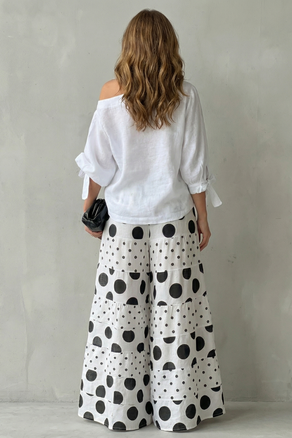 Polviera | Polka Dot Off-Shoulder Wide-Leg Two-Piece Set