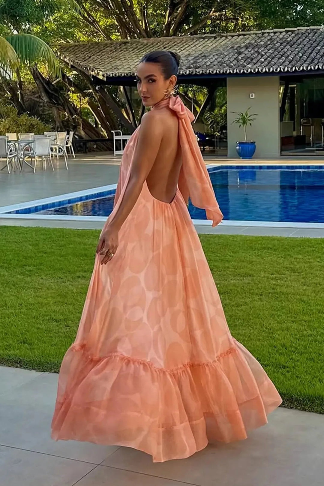Lila | Printed Halter Neck Wedding Guest Maxi Dress