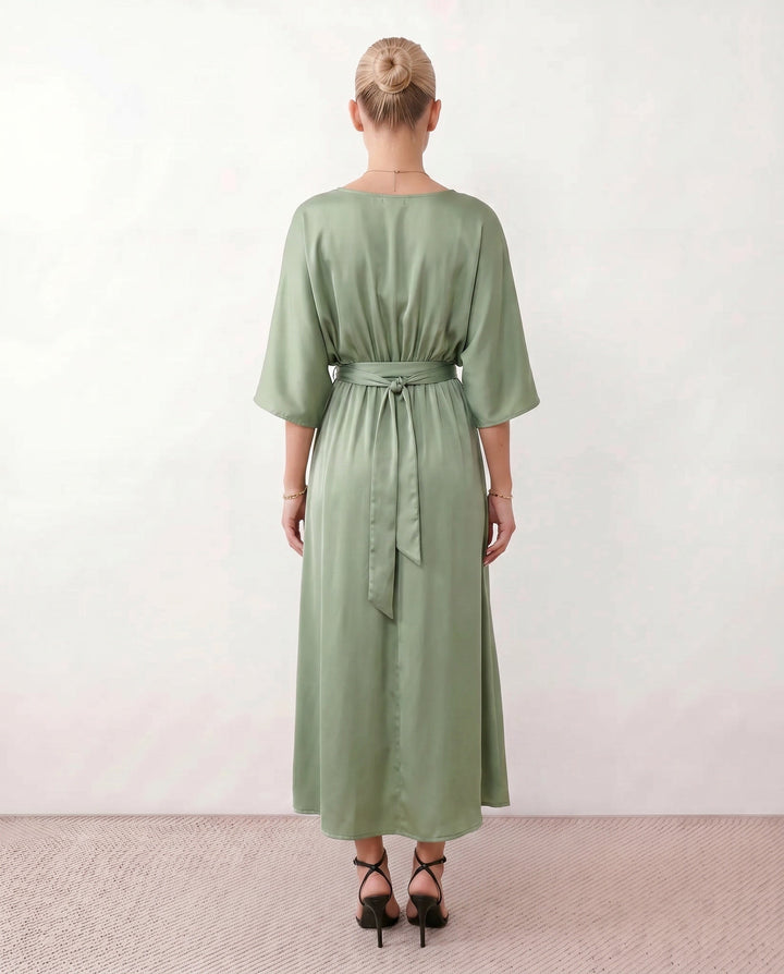 Brielle | Open Back Tie-Back Wedding Guest Maxi Dress