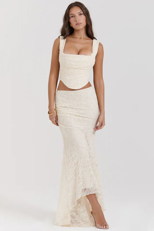 Agnes | Lace Corset Top and Maxi Skirt Set