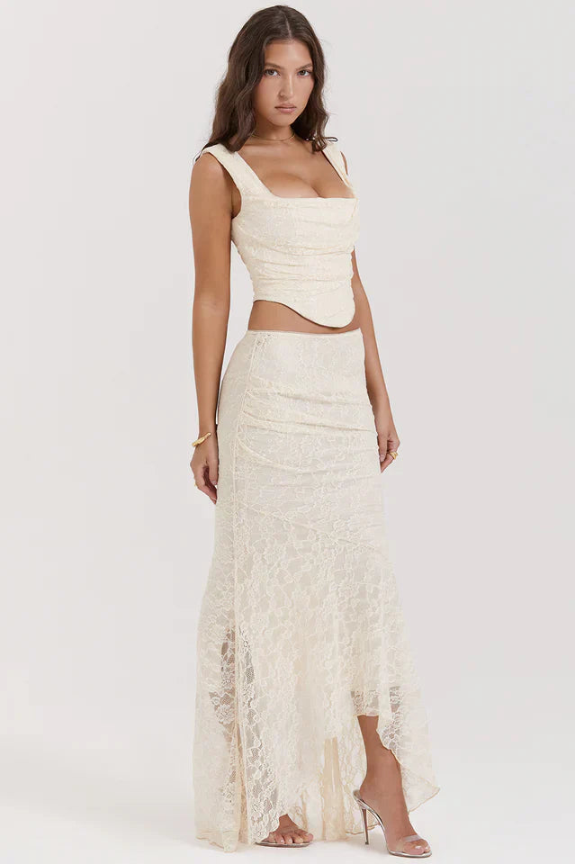 Agnes | Lace Corset Top and Maxi Skirt Set