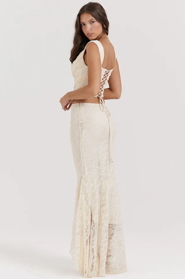 Agnes | Lace Corset Top and Maxi Skirt Set