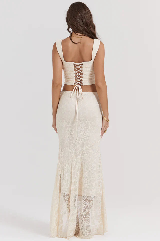 Agnes | Lace Corset Top and Maxi Skirt Set
