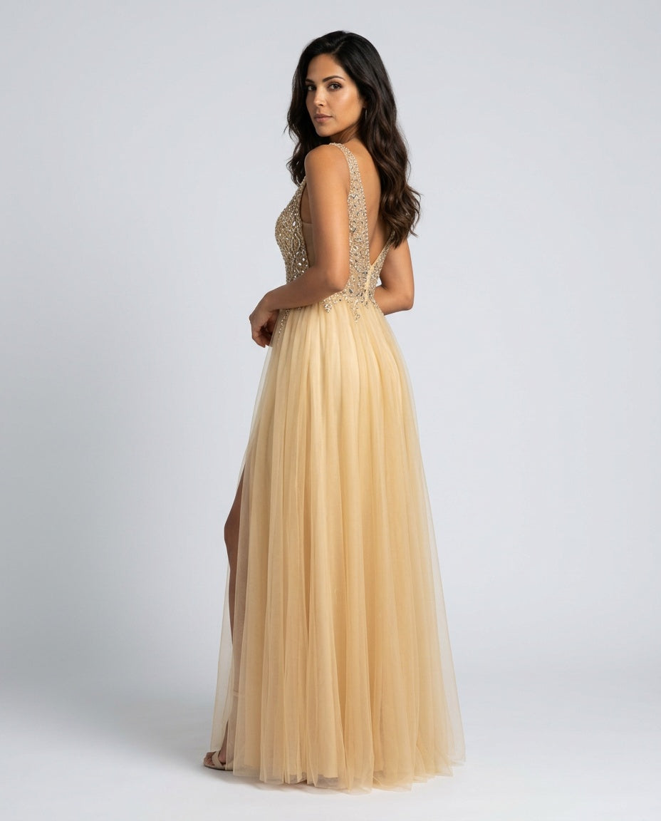 Vivienne | Maxi V-Neck Split Evening Dress