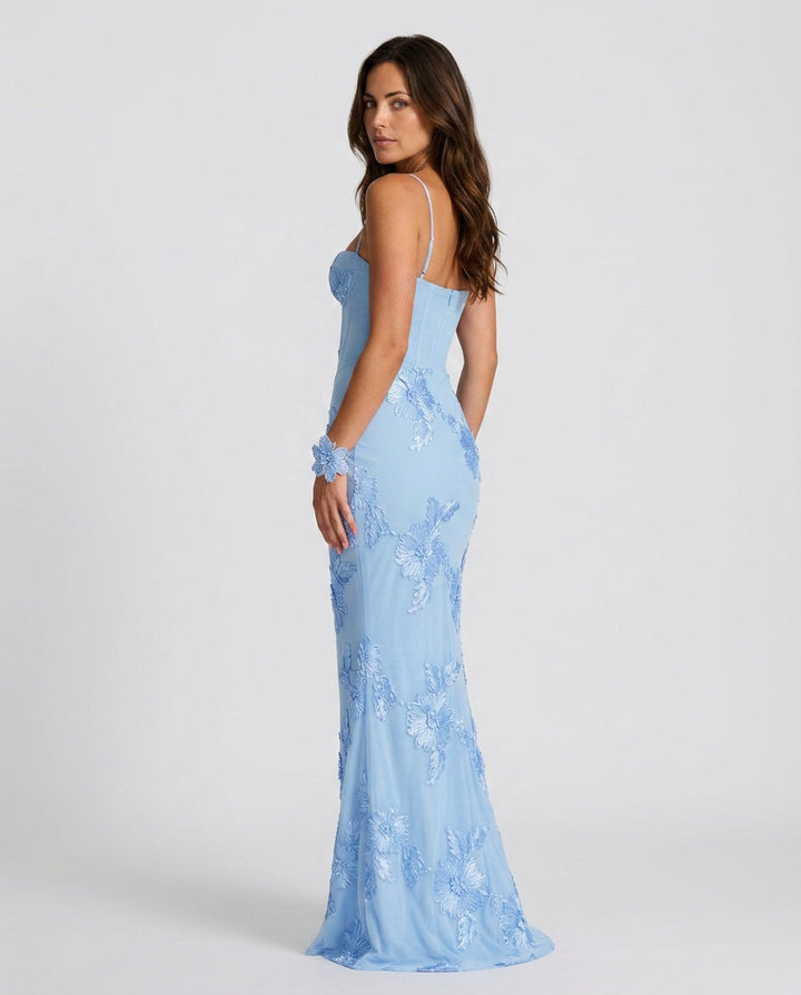 Isolène | Floral Jacquard Corset Maxi Dress