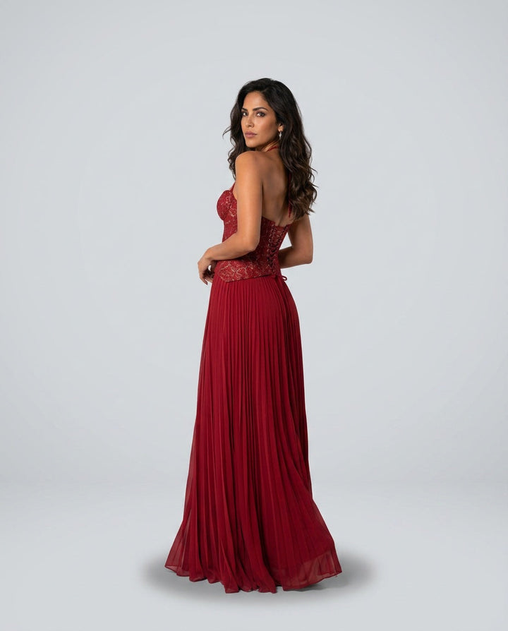 Seraphina | Sweetheart Lace Splicing Pleated Maxi Dress