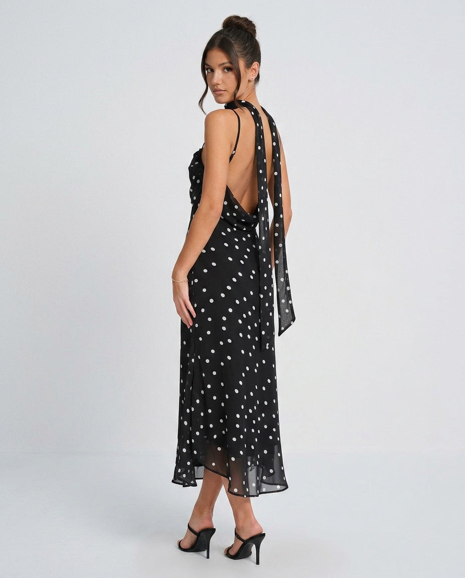 Simone | Polka Dot Slip Maxi Dress