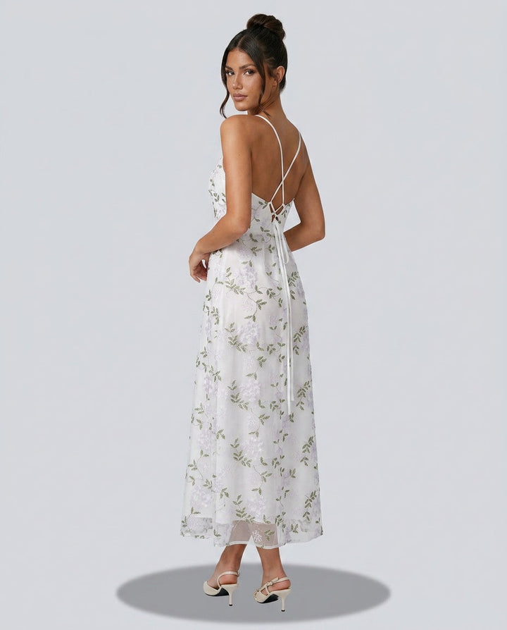 Kira | Floral Print Spaghetti Strap Maxi Dress