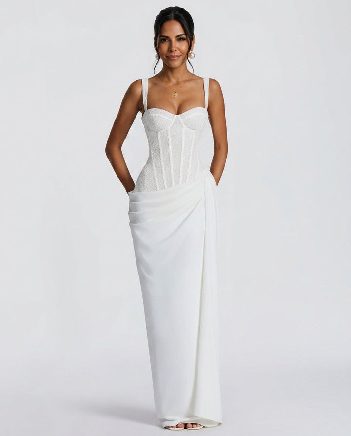 Sienna | Lace Sequin Spliced Maxi Dress