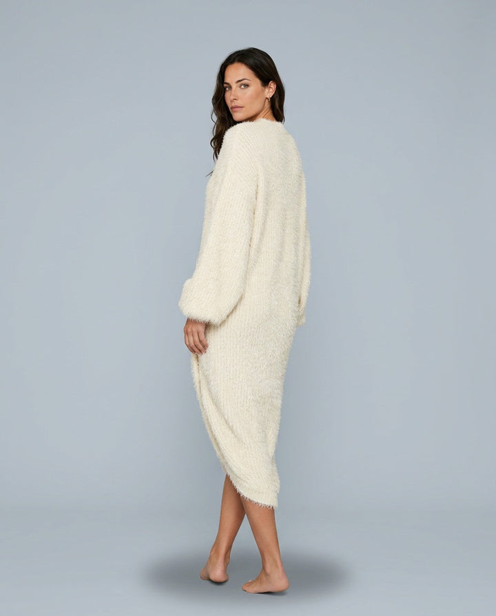 Celeste | Faux Mink Knit Asymmetric Slit Midi