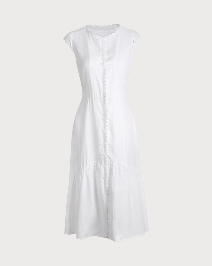 Amara | Round Neck Solid Midi Dress