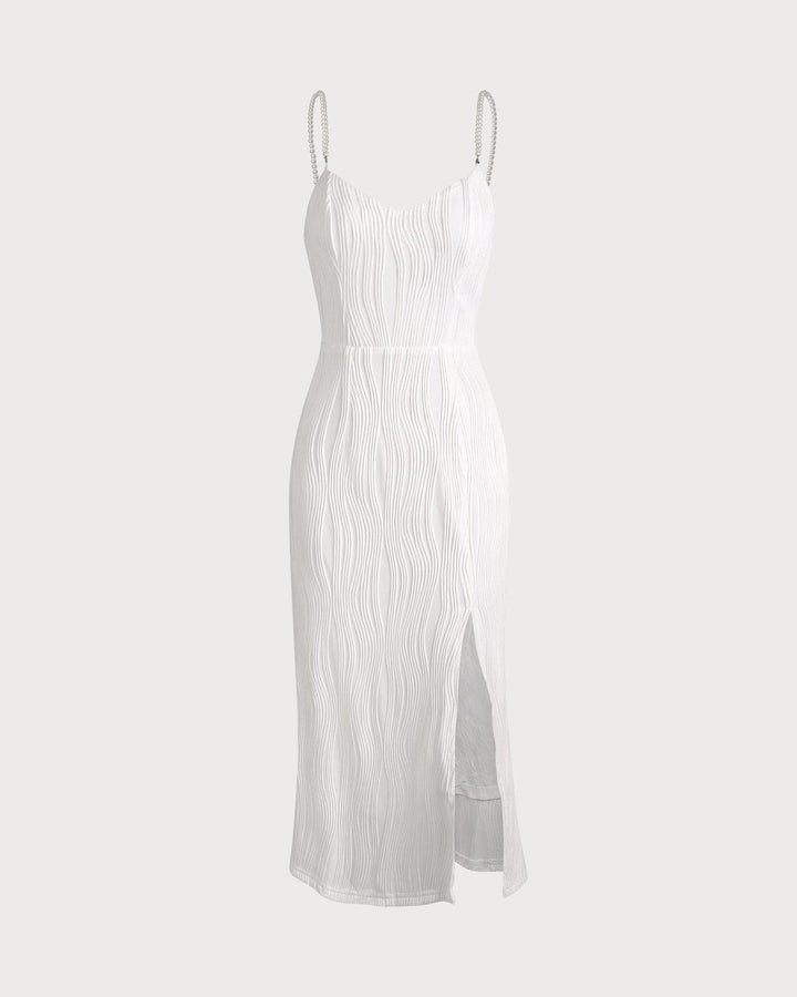 Calla | Pearl Strap Textured Midi Dress